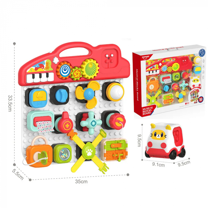 Set Interactiv Educational 2-in-1 - Panou Muzical si Masinuta cu Activitati [3]