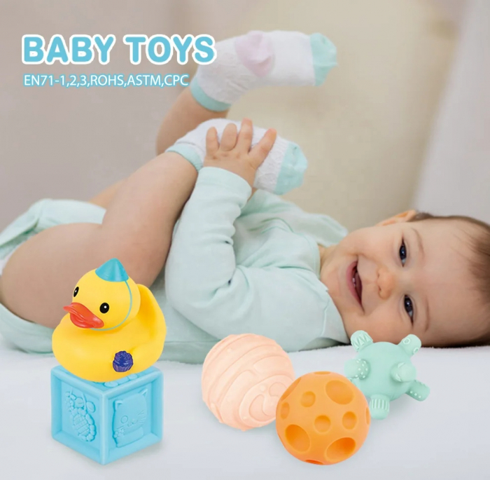 Set Jucarii de Baie pentru Bebelusi - 12 Piese: Cuburi, Bile si Figurine Animale 6 luni+ [2]