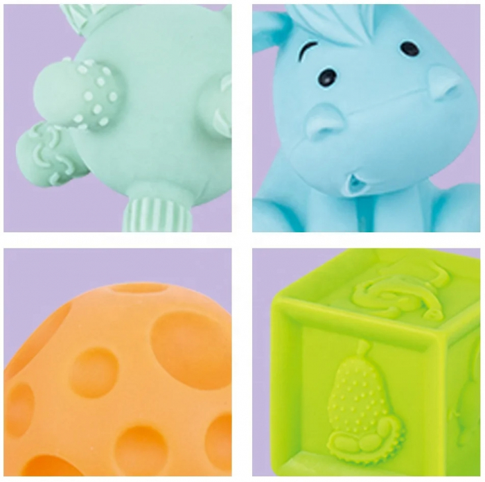 Set Jucarii de Baie pentru Bebelusi - 12 Piese: Cuburi, Bile si Figurine Animale 6 luni+ [6]
