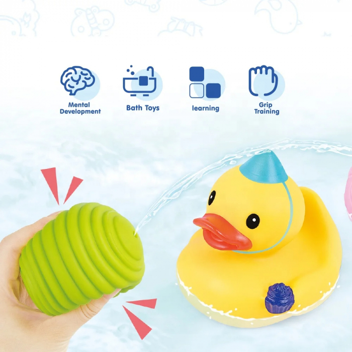 Set Jucarii de Baie pentru Bebelusi - 12 Piese: Cuburi, Bile si Figurine Animale 6 luni+ [5]