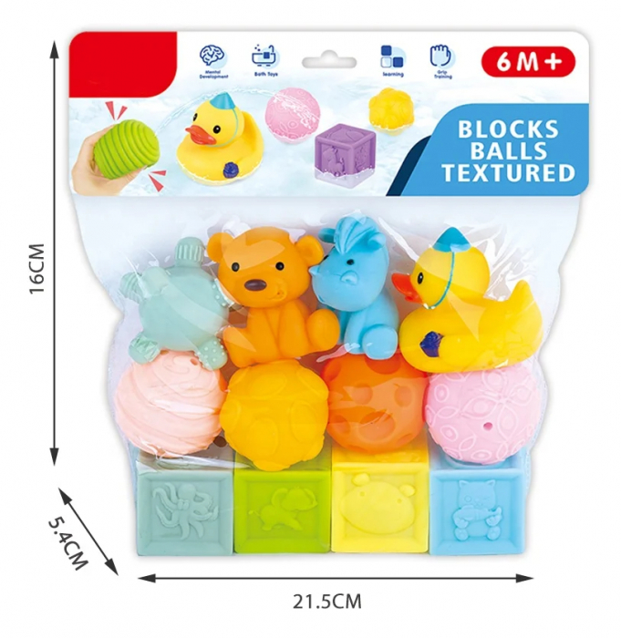 Set Jucarii de Baie pentru Bebelusi - 12 Piese: Cuburi, Bile si Figurine Animale 6 luni+ [3]
