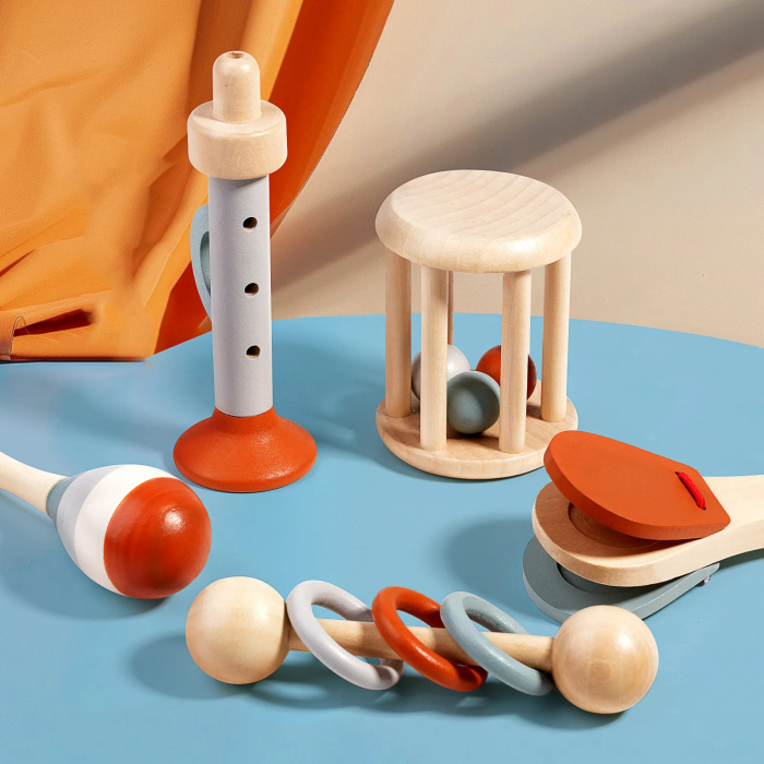Set Jucarii Muzicale din Lemn pentru Bebelusi – 5 Piese Educative [4]