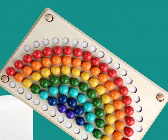 Set Montessori - Joc Educativ cu Bile Colorate si Planse Model Rainbow [5]