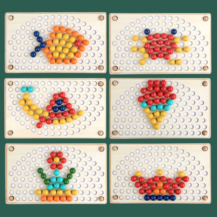 Set Montessori - Joc Educativ cu Bile Colorate si Planse Model Rainbow [7]