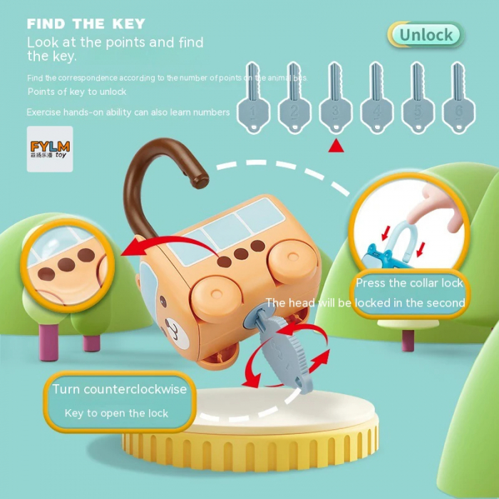 Set Puzzle Educativ cu Autobuze Animale si Chei [4]