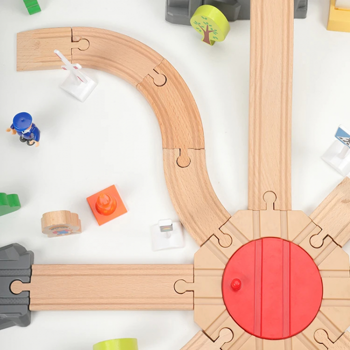 Set Trenulet din Lemn cu 80 de Piese – Circuit Feroviar Kabi [5]