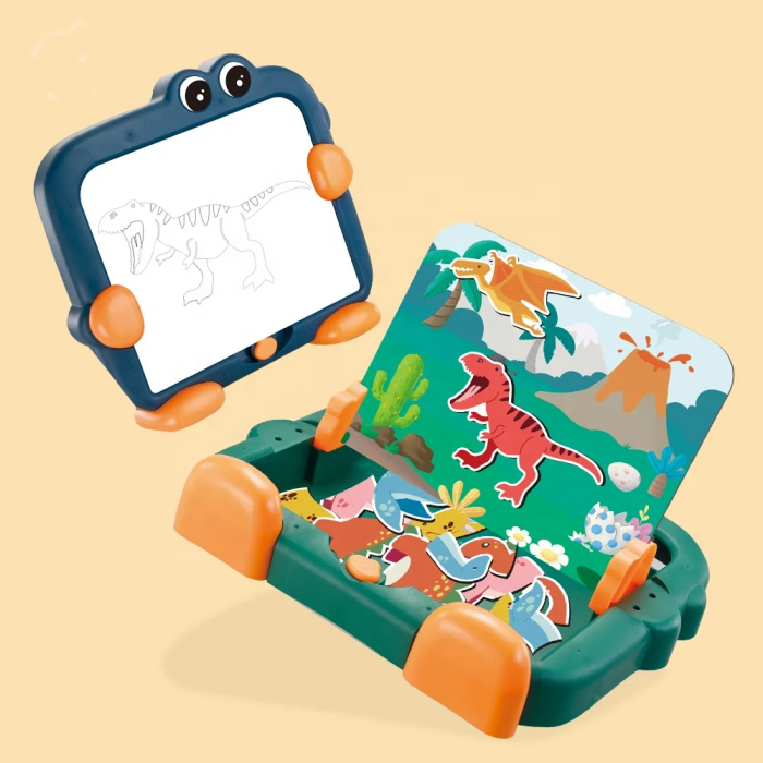 Tabla de Desen Magnetica 2 in 1 - Puzzle si Whiteboard cu Dinozauri [3]