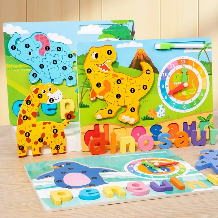 Tabla Educativa 3 in 1: Puzzle, Ceas si Litere pentru Copii [3]