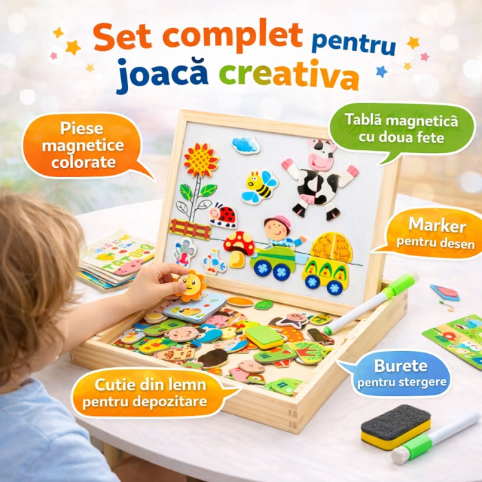 Tabla Magnetica Creativa din Lemn pentru Copii 3+ [7]