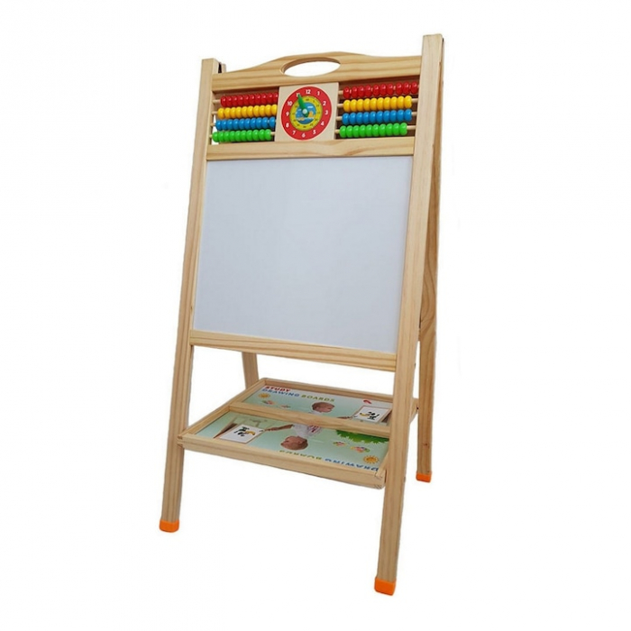 Tabla Multifunctionala din Lemn 2-in-1 cu Ceas si Abac [2]