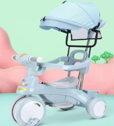 Tricicleta copii 3 in 1 cu maner parental, pedale,muzica, copertina si cos depozitare [2]
