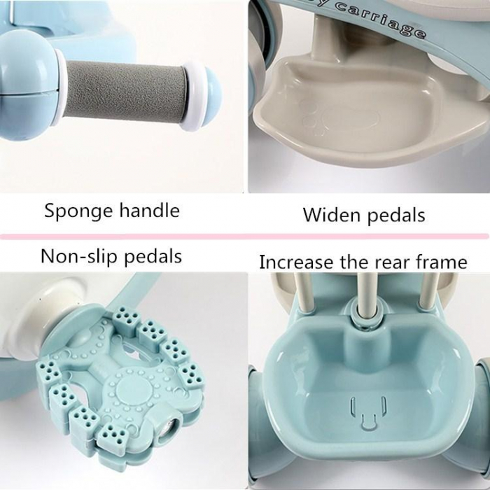 Tricicleta copii 3 in 1 cu maner parental, pedale,muzica, copertina si cos depozitare [8]