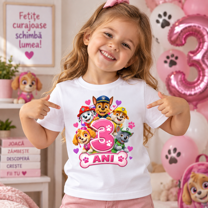 Tricou Copii Aniversar, Personalizat cu Paw Patrol [3]