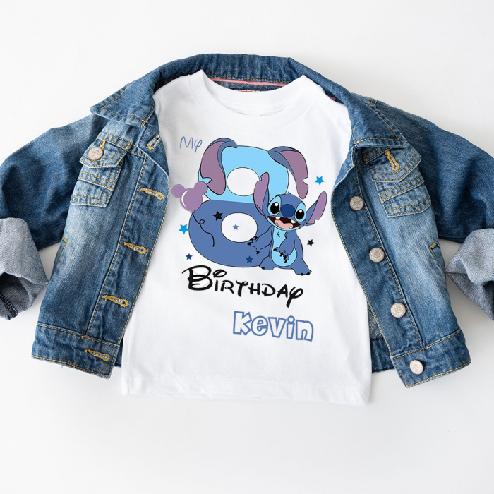 Tricou Copii Aniversar, Personalizat cu Cifra si Stitch [2]