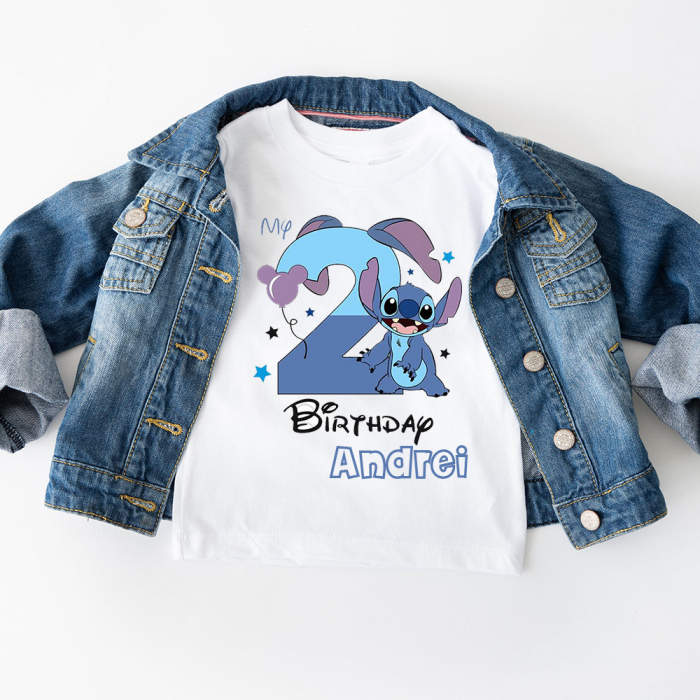 Tricou Copii Aniversar, Personalizat cu Cifra si Stitch [1]