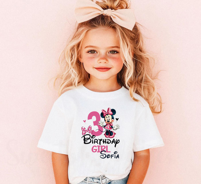 Tricou Copii Aniversar, Personalizat cu Cifra si Minnie Mouse [2]