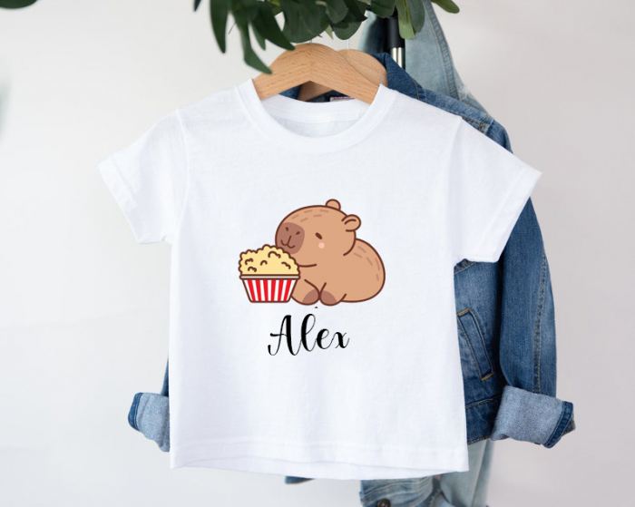 Tricou copii Capybara Popcorn, Personalizat cu nume [1]