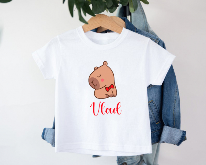 Tricou copii Capybara Papion, Personalizat cu nume [1]
