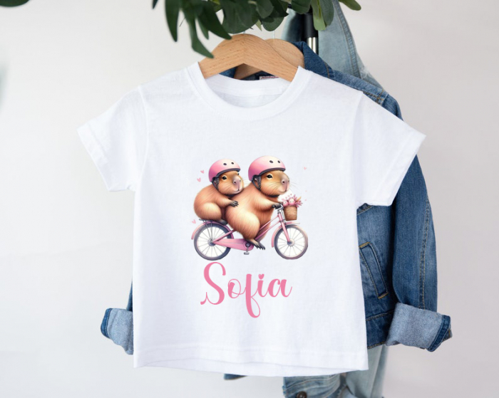 Tricou copii Capybara pe Bicicleta [1]