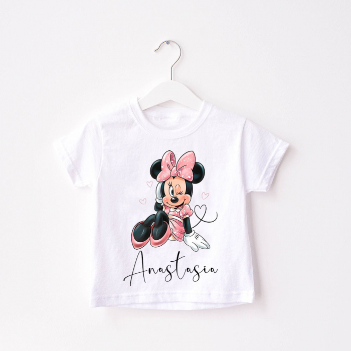Tricou Copii Personalizat cu Minnie mouse Roz si nume [1]