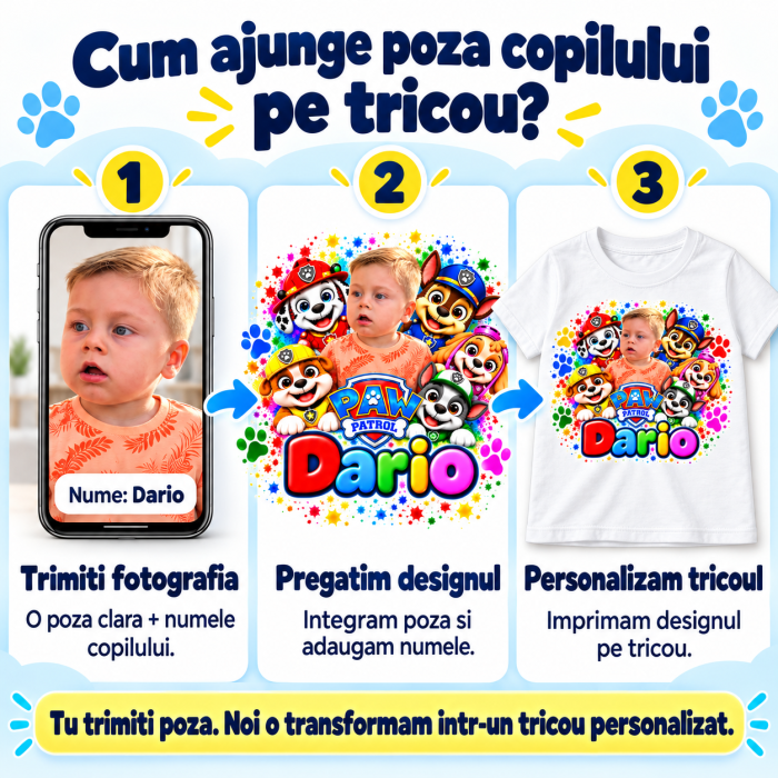 Tricou copii personalizat cu poza si nume – Patrula Catelusilor [3]