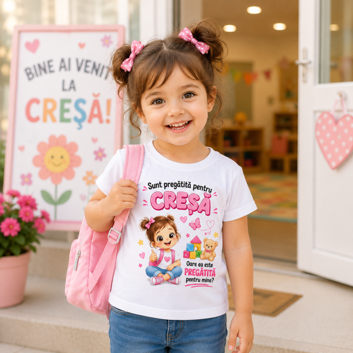 Tricou Prima Zi la Cresa pentru Fetite– „Sunt pregatita pentru Cresa” [3]