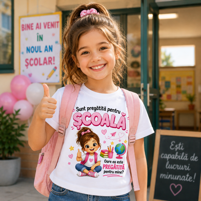 Tricou pentru Prima Zi de Scoala Fetite – Sunt Pregatita pentru Scoala [2]