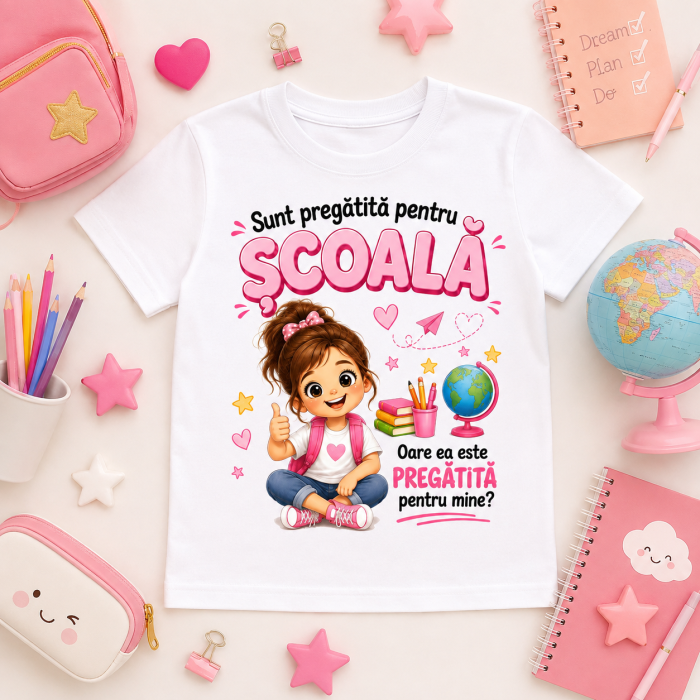 Tricou pentru Prima Zi de Scoala Fetite – Sunt Pregatita pentru Scoala [3]