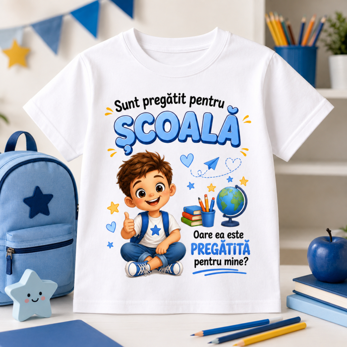 Tricou pentru Prima Zi de Scoala – Sunt Pregatit pentru Scoala [2]