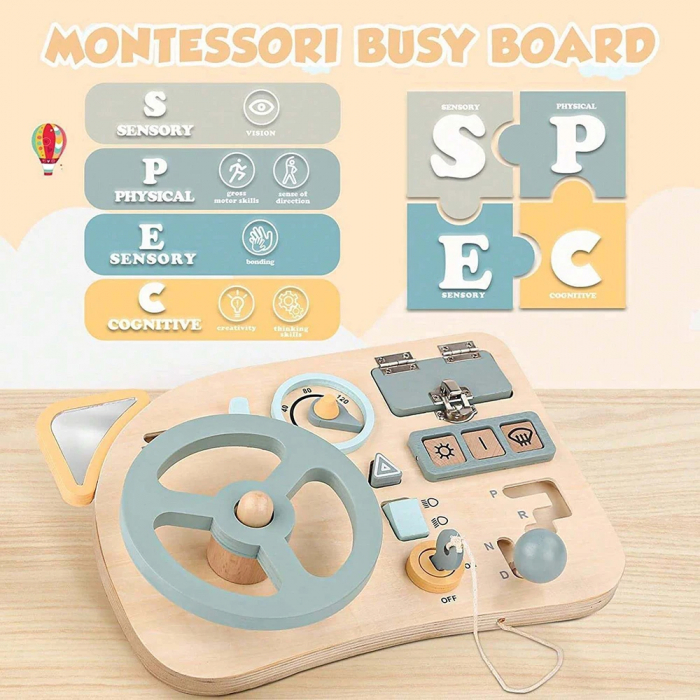 Volan Interactiv Montessori din Lemn [4]