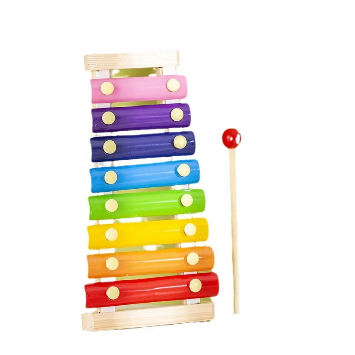 Xilofon Copii din Lemn - Instrument Muzical Educativ cu 8 Note Colorate [3]
