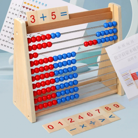 Abac din lemn Montessori pentru copii – Invatam matematica prin joaca! [2]