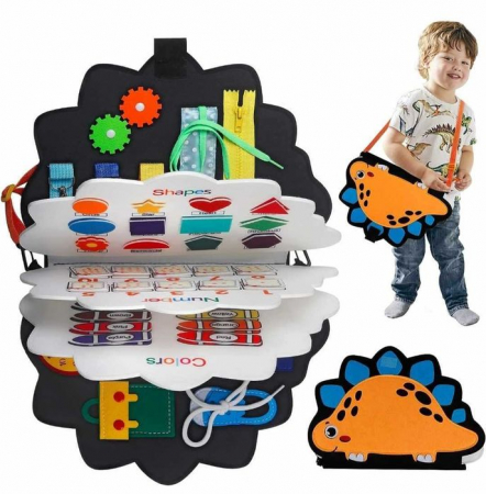 Jucarii educative si creative - Busy Board Fetru Dinozaur
