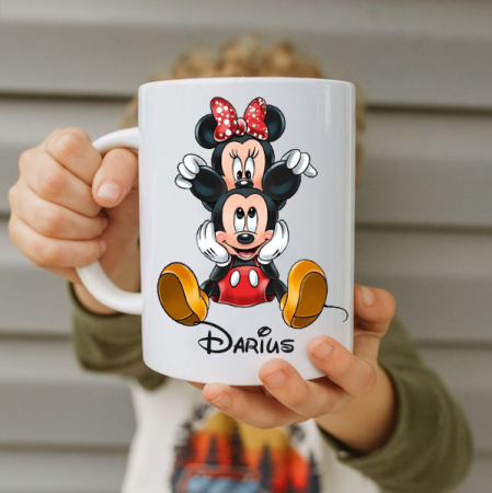 Cani personalizate - Cana Minnie & Mickey Mouse, personalizata cu nume
