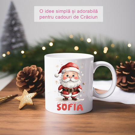 Cani personalizate - Cana personalizata cu nume, model Mos Craciun