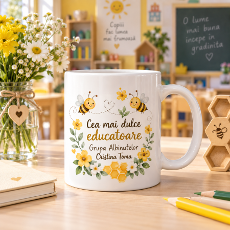 Grupa albinutelor - Cana personalizata pentru educatoare – Grupa Albinutelor