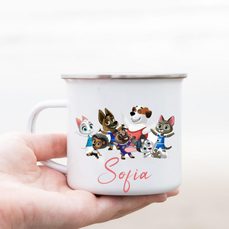 Cani personalizate - Cana Personalizata din Otel Emailat pentru Copii Ham Miau