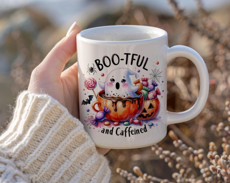 Cani personalizate - Cana Personalizata BOO-TFUL de Halloween - Fantoma Vesela