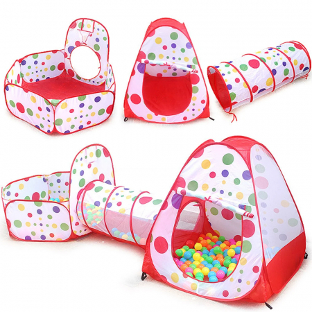 Jucarii exterior - Cort de joaca cu tunel si piscina pentru copii 3 in 1