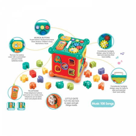 Cub Interactiv Educativ din Plastic cu Sunete, Forme si Telecomanda [1]