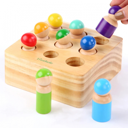 Jucarii 1-3 ani - Joc educativ din lemn Montessori - Sortare si potrivire culori