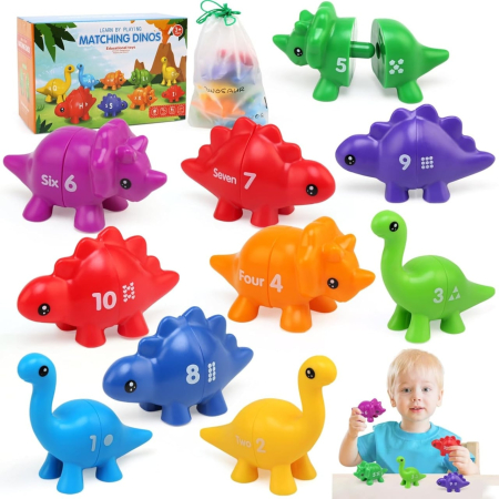 Varsta - Joc Educativ Dinozauri – Puzzle de Asociere cu Cifre pentru Copii, 20 Piese