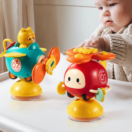 Jucarie Avion cu Ventuza si Spinner - Jucarie Multifunctionala pentru Bebe [4]