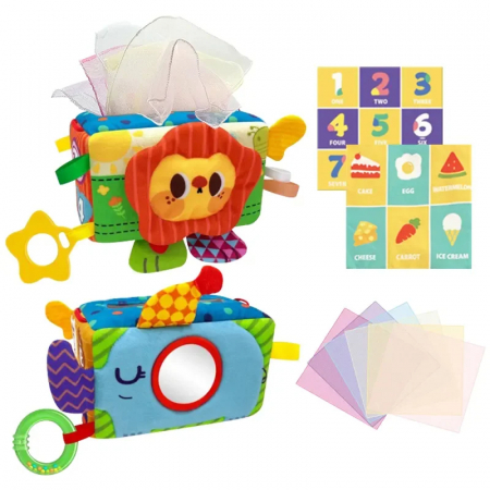 Jucarii educative si creative - Jucarie Interactiva pentru Bebelusi - Cutie de Servetele