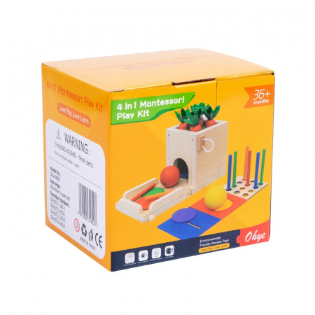 Jucarie Montessori 4 in 1 - Cutie din Lemn pentru Coordonare si Motricitate [8]