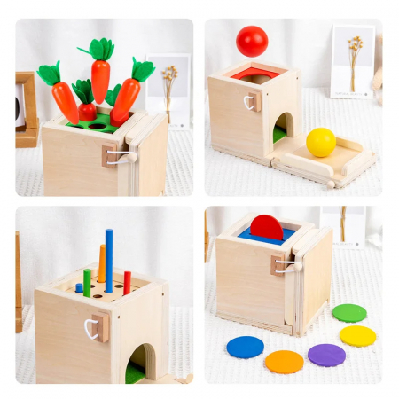 Jucarie Montessori 4 in 1 - Cutie din Lemn pentru Coordonare si Motricitate [2]