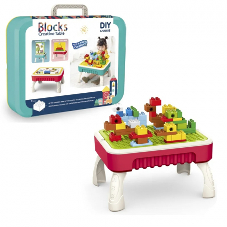Masuta Creativa Multifunctionala - Cuburi de Constructie si Tabla de Desen 50 piese [4]