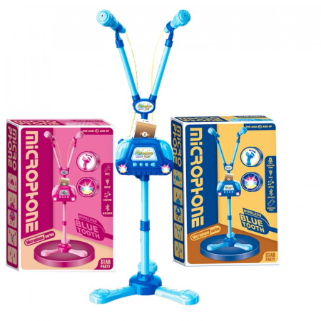 Jucarii de rol - Microfon Karaoke pentru Copii - Microfon Dublu si Conexiune Telefon