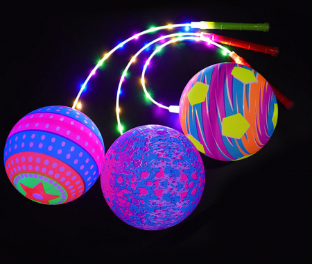 Varsta - Minge Gonflabila cu Lumini LED – Jucarie Interactiva pentru Copii, cu Maner si Cablu Luminos
