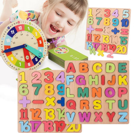 Jucarii din lemn si Montessori - Pachet Educational Montessori - Cel Mai Bun Set de Invatare